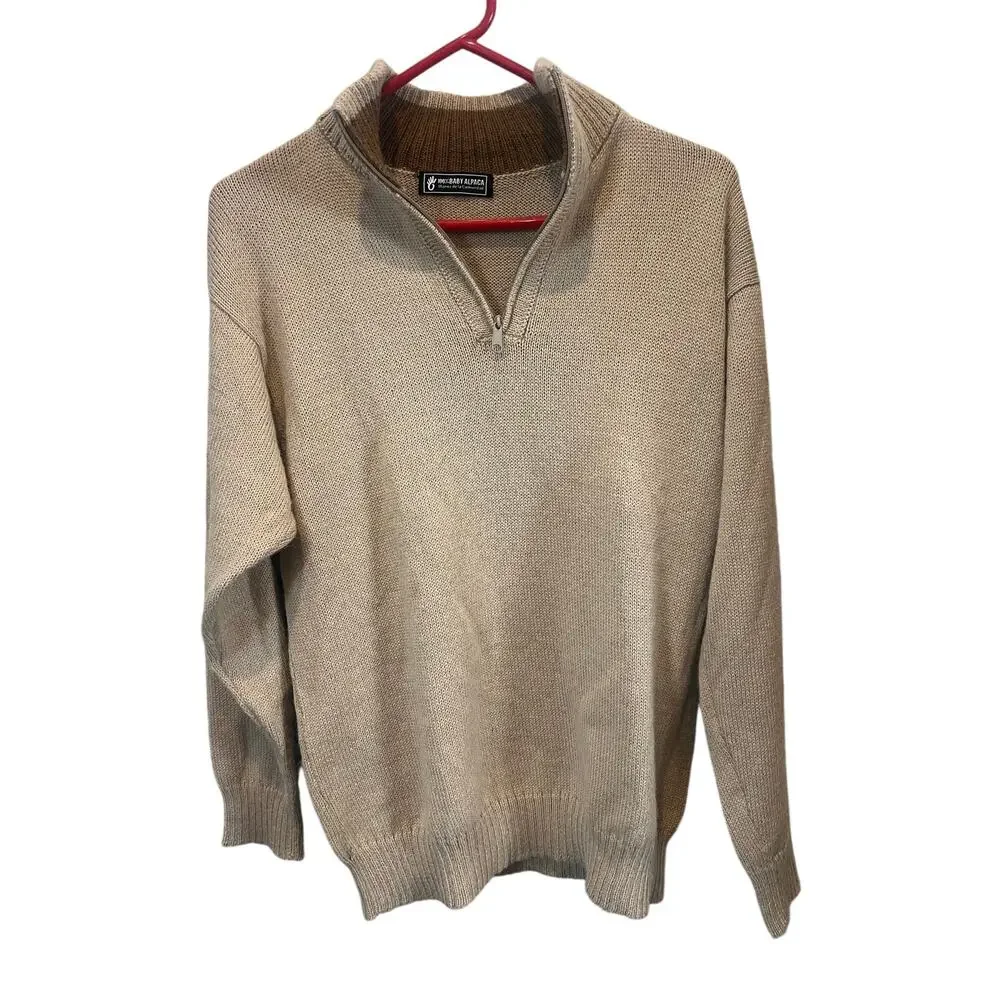 100% Baby Alpaca Sweater Mens Quarter Zip Manos de la Comunidad Quiet Luxury